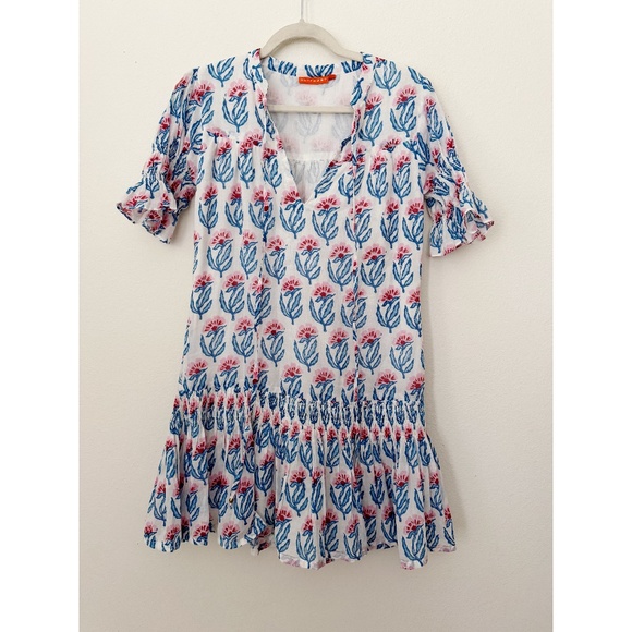 OLIPHANT SMOCKED DROP Floral MINI Dress XXS - Picture 2 of 5